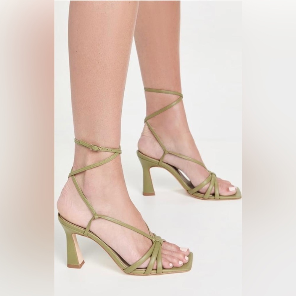 NIB Chelsea Paris Remy Square Toe High Heel Sandals in Lime